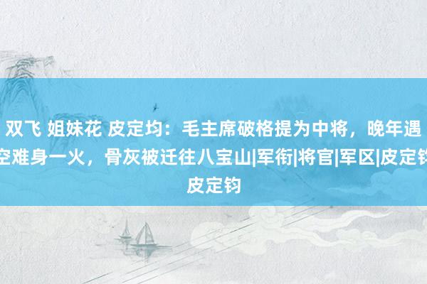 双飞 姐妹花 皮定均：毛主席破格提为中将，晚年遇空难身一火，骨灰被迁往八宝山|军衔|将官|军区|皮定钧